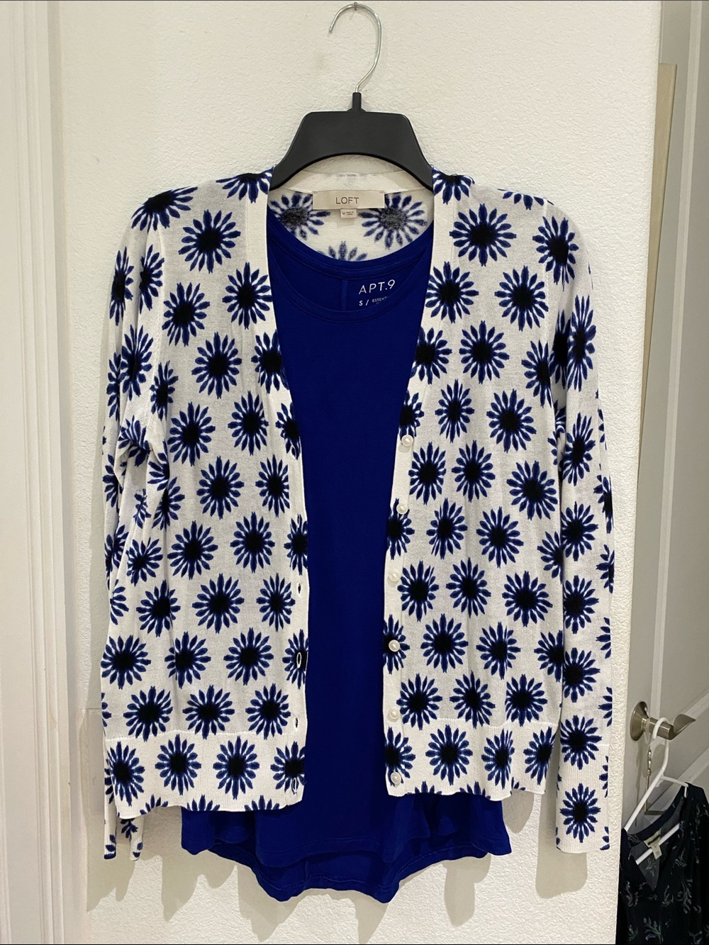 Matching Blues! LOFT Cardigan Size M and Apt. 9 High Neck Swing Tank Size S